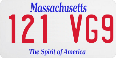 MA license plate 121VG9