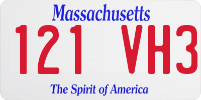 MA license plate 121VH3