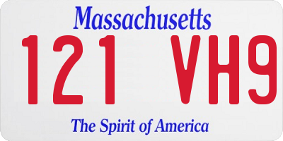 MA license plate 121VH9