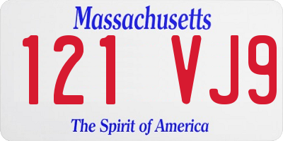 MA license plate 121VJ9