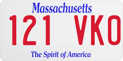 MA license plate 121VK0