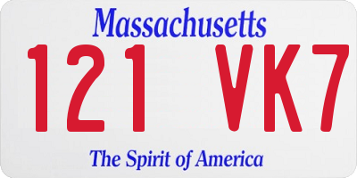 MA license plate 121VK7