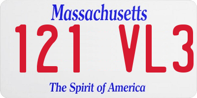 MA license plate 121VL3