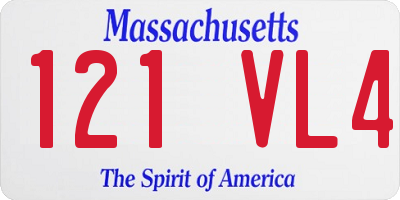 MA license plate 121VL4