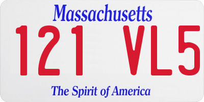 MA license plate 121VL5