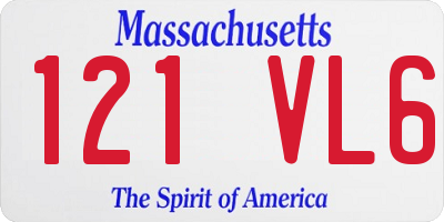 MA license plate 121VL6