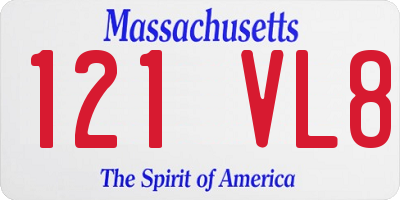 MA license plate 121VL8