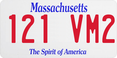 MA license plate 121VM2