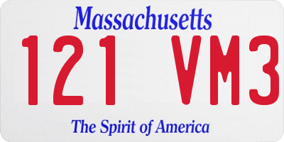 MA license plate 121VM3
