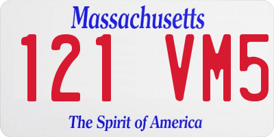 MA license plate 121VM5