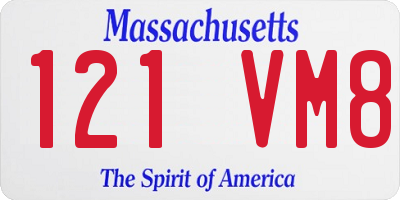 MA license plate 121VM8