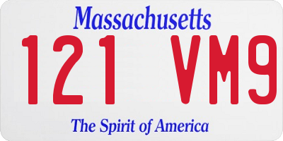 MA license plate 121VM9