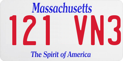 MA license plate 121VN3