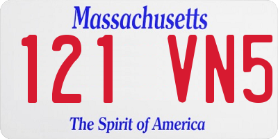 MA license plate 121VN5