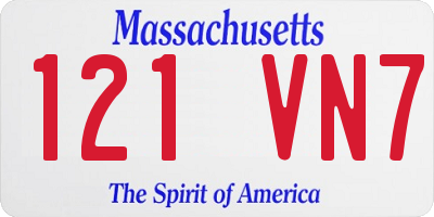 MA license plate 121VN7