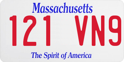MA license plate 121VN9