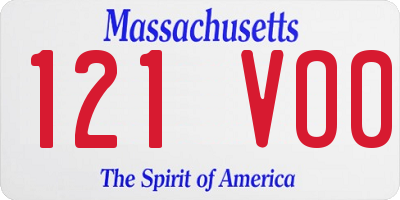 MA license plate 121VO0