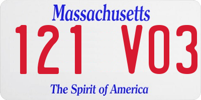 MA license plate 121VO3