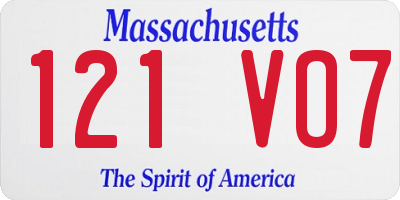 MA license plate 121VO7