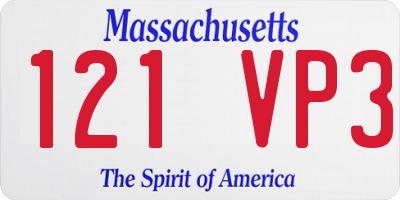 MA license plate 121VP3