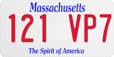 MA license plate 121VP7