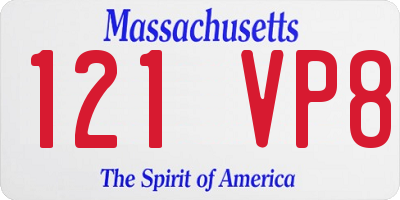 MA license plate 121VP8