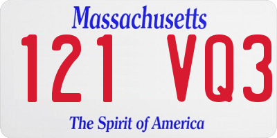 MA license plate 121VQ3