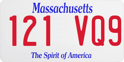 MA license plate 121VQ9