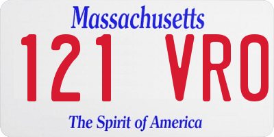 MA license plate 121VR0