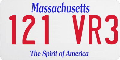 MA license plate 121VR3