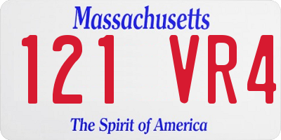 MA license plate 121VR4