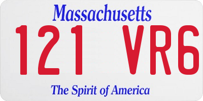 MA license plate 121VR6