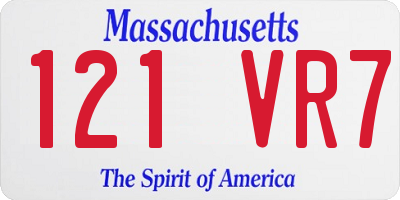 MA license plate 121VR7