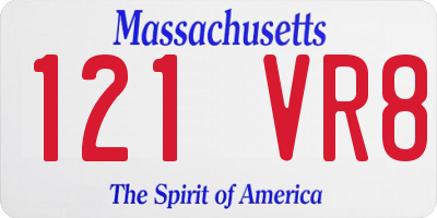 MA license plate 121VR8