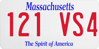 MA license plate 121VS4
