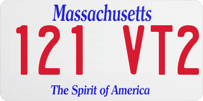MA license plate 121VT2