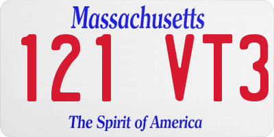 MA license plate 121VT3