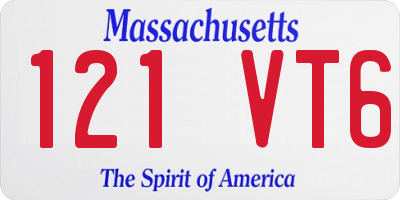 MA license plate 121VT6
