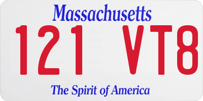MA license plate 121VT8