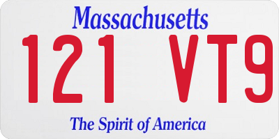 MA license plate 121VT9