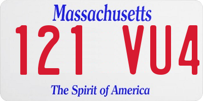 MA license plate 121VU4
