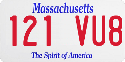 MA license plate 121VU8
