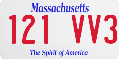 MA license plate 121VV3