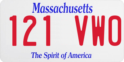 MA license plate 121VW0
