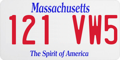 MA license plate 121VW5