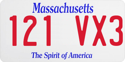 MA license plate 121VX3