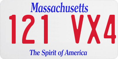 MA license plate 121VX4