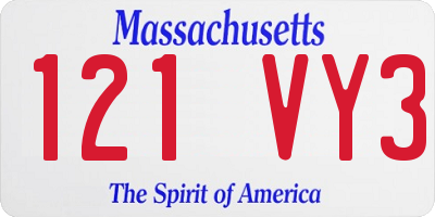 MA license plate 121VY3