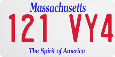 MA license plate 121VY4