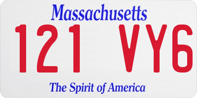 MA license plate 121VY6